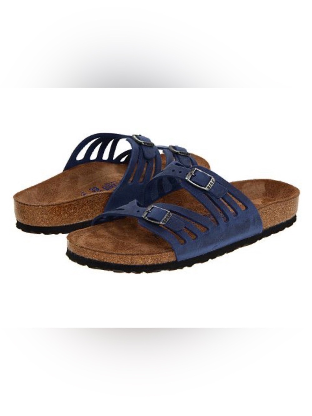 Birkenstock Granada Navy Blue Cutout Strap Slide Sandals